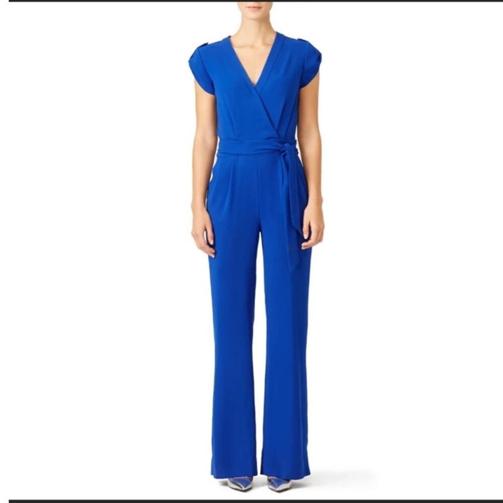 DVF Purdy cosmic blue wrap jumpsuit size 8